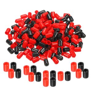 patikil 9 mm round rubber end caps, 60 pack vinyl bolt cover caps flexible screw thread protectors for metal tubing rod bolts cue pools, black-red