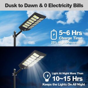 5200W Solar Street Lights Outdoor, Solar Security Flood Lights Parking Lot Lights Commercial Dusk to Dawn, IP67 Waterproof Led Solar Lights w Remote Control Motion Sensor for Street, Court, Barn