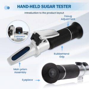 Brix Refractometer with ATC Brix 0 to 32 Portable Refractometer Handheld Honey Refractometer Accurate Brix Meter Easy to Use Brix Measurement Tool for Beer Wine Making