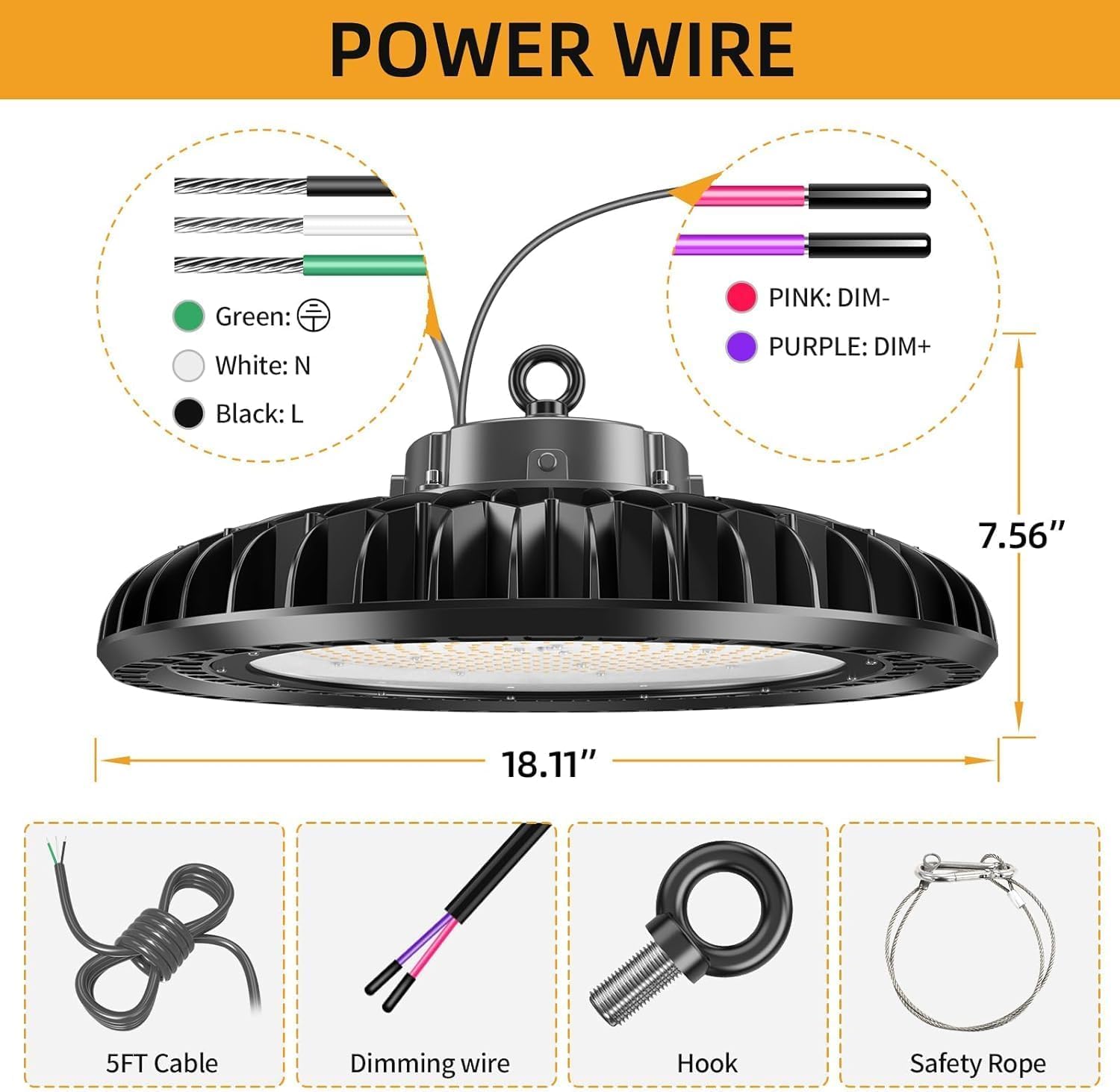 4 Pack 500W UFO Led High Bay Light 72500lm 5000K 1-10V Dimmable High Bay Led Lights Led High Bay Lights Alternative to 1600W MH/HPS for Gym Factory Warehouse Shop Garage