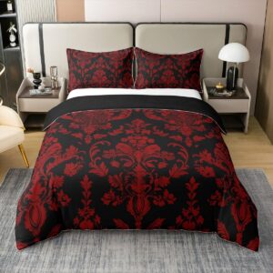 feelyou jacquard damask design bedding set queen size boho paisley comforter cover set for boys girls vintage floral 100% cotton duvet cover bedspread cover elegant damask quilt cover,no comforter