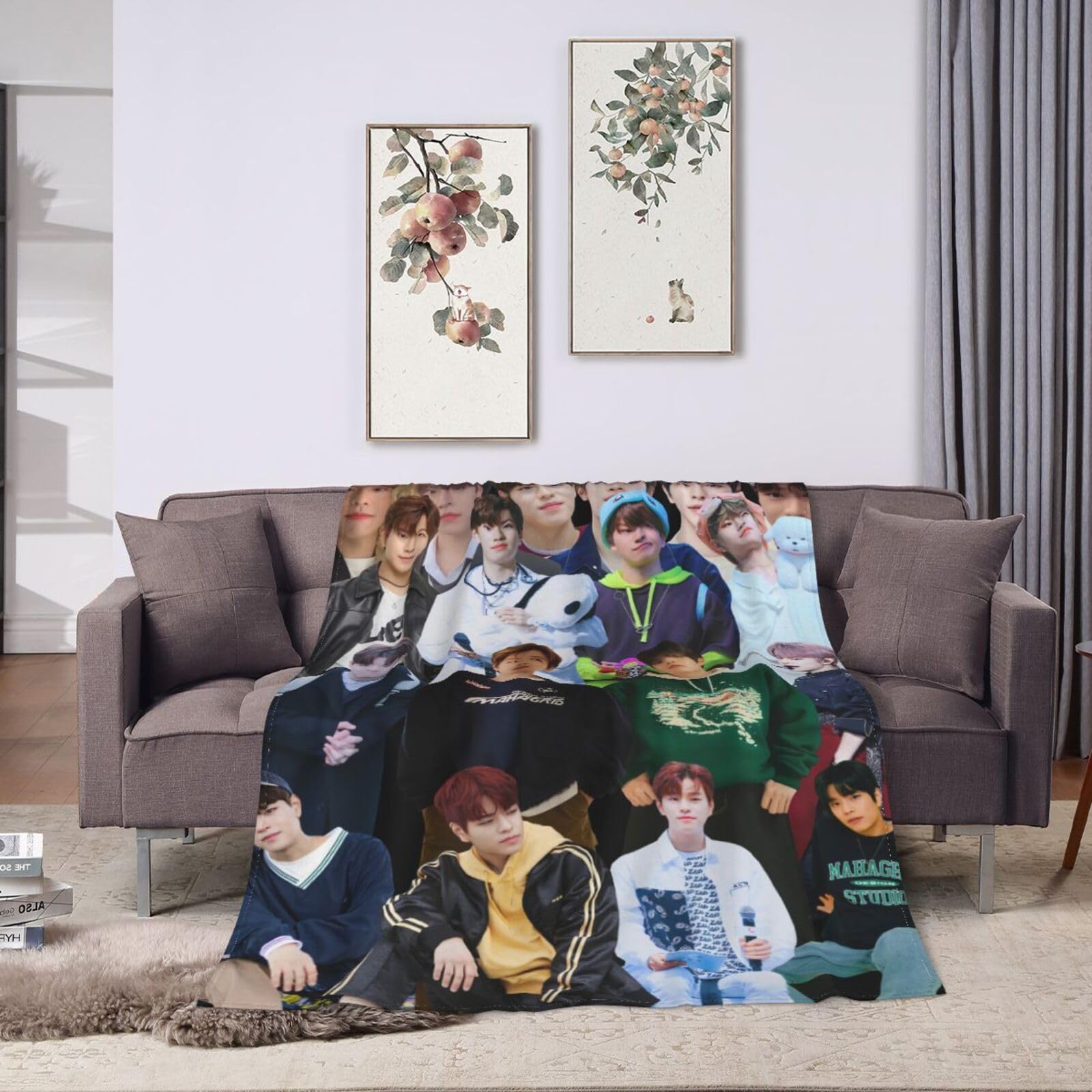 Stray Kids Seungmin Blanket Soft and Warm Lightweight Fluffy Throws Blankets Rug Carpet Gift for Beach Yoga Bedroom Living Room Decoration Sofa Camping Trip Dorm Decor All Season