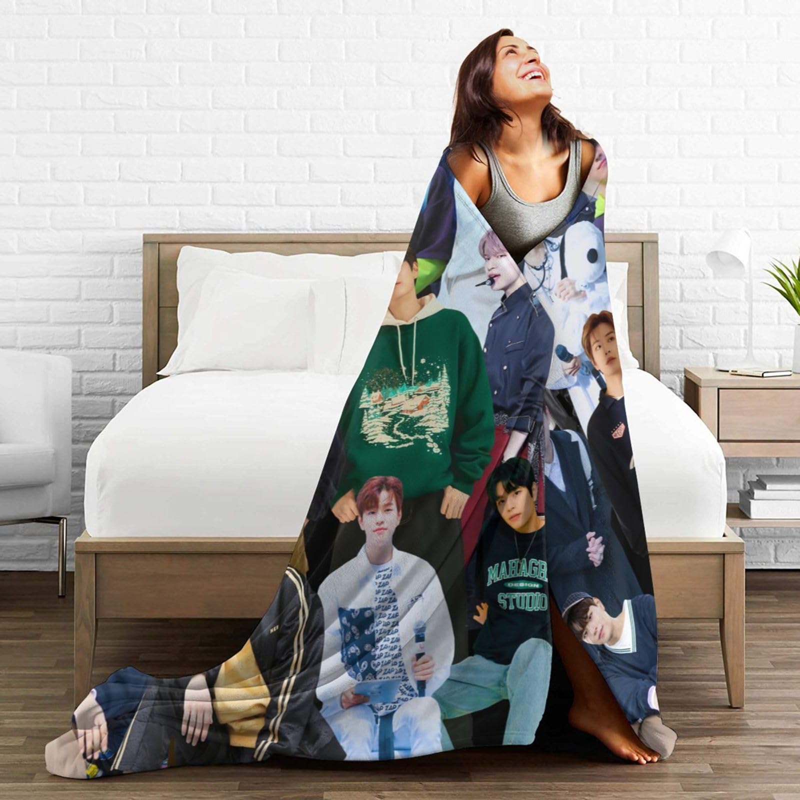 Stray Kids Seungmin Blanket Soft and Warm Lightweight Fluffy Throws Blankets Rug Carpet Gift for Beach Yoga Bedroom Living Room Decoration Sofa Camping Trip Dorm Decor All Season