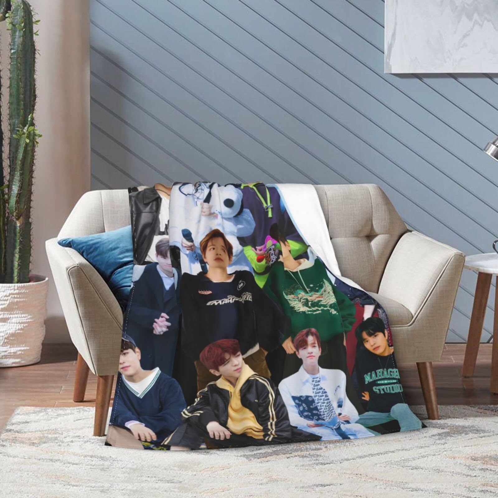 Stray Kids Seungmin Blanket Soft and Warm Lightweight Fluffy Throws Blankets Rug Carpet Gift for Beach Yoga Bedroom Living Room Decoration Sofa Camping Trip Dorm Decor All Season