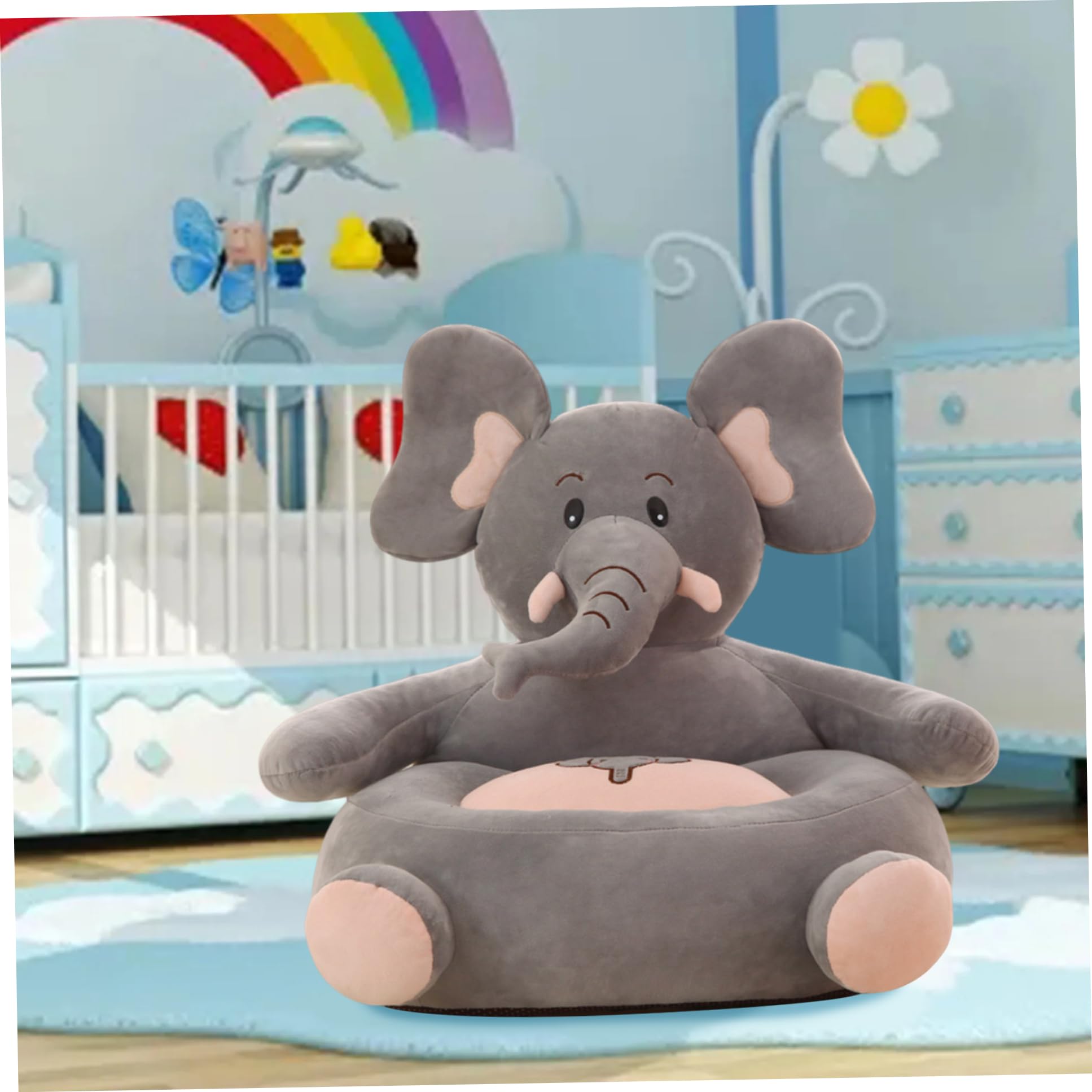 BEAHING Kids Sofa 19.7x19.7x17.7 inch Stuffed Plush Kids Armchair Cute Elephant Toddler Sofa Elastic Baby Armchair for Bedroom Furniture Home Decor Toddler Armchair