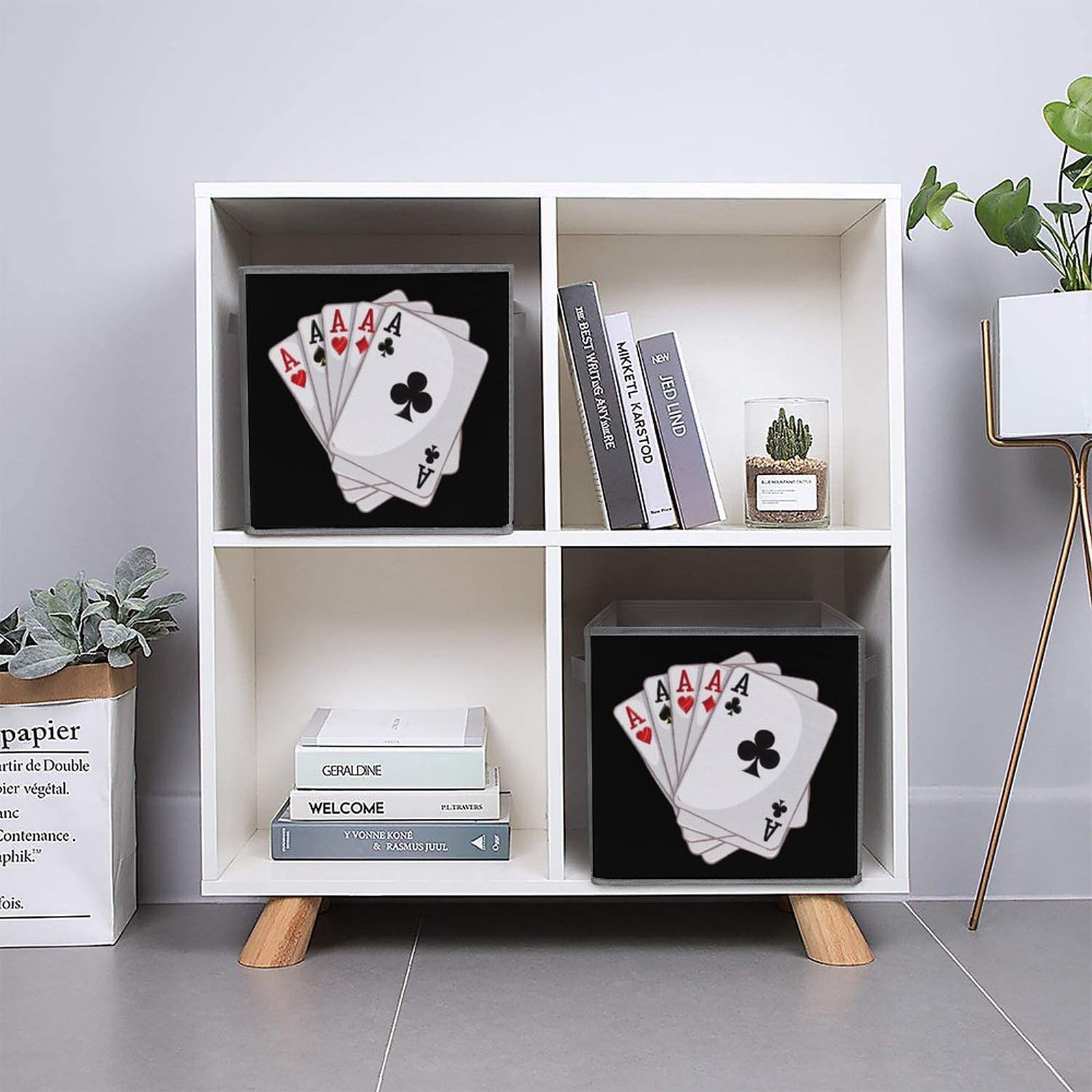 Gambling Casino Aces Poker Foldable Storage Bins with Handles Storage Cubes Closet Organizer for Living Room Bedroom 2PCS