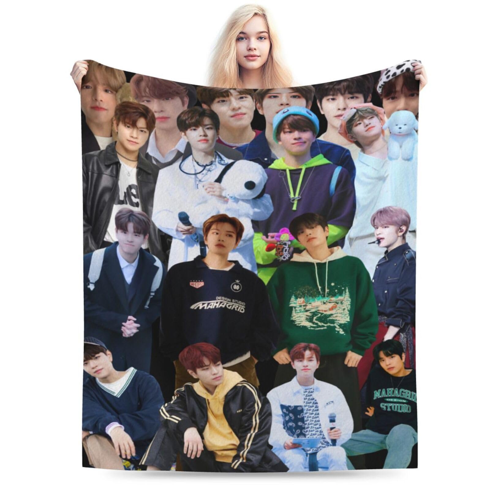 Stray Kids Seungmin Blanket Soft and Warm Lightweight Fluffy Throws Blankets Rug Carpet Gift for Beach Yoga Bedroom Living Room Decoration Sofa Camping Trip Dorm Decor All Season