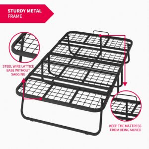 MUZZ Rollaway Bed with 5" Memory Foam Mattress, Portable Foldable Bed with 4 Lockable Wheels, Folding Guest Bed for Adults with Study Metal Frame for Living Room,Guest Room (75" x 51")