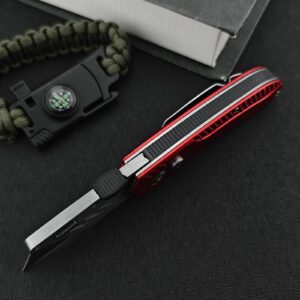 Folding Utility Knife, Aluminum Handle Heavy Duty Safety Box Cutter, EDC Pocket Knife, Quick-change Blade, Ideal for Home Tools, Office and Outdoors