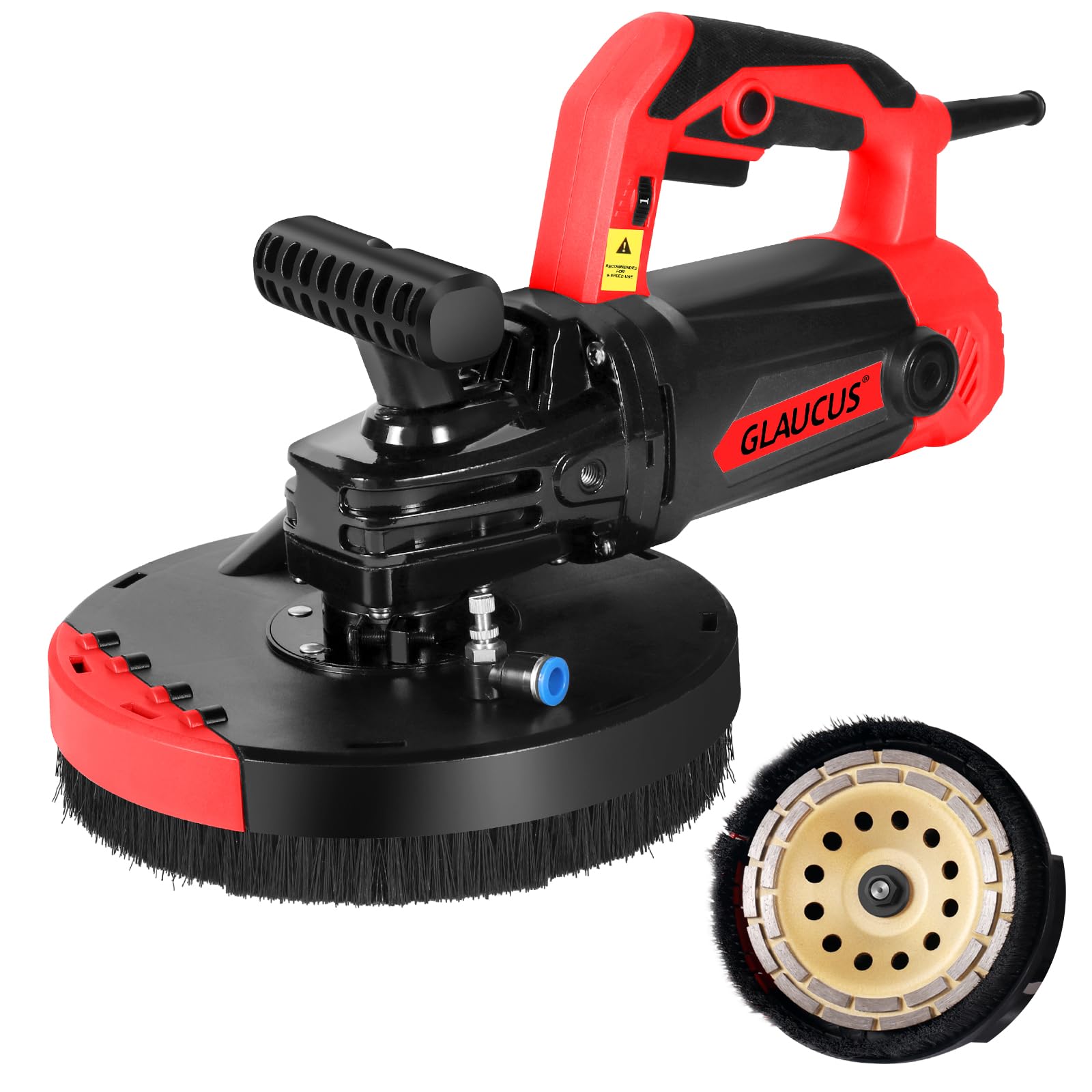 GLAUCUS® 7-Inch Concrete Surface Grinder, Angle Grinder Kit with Dust Shroud, floor grinder, 2200W Motor,Auxiliary Handle, Diamond Wheel, 90° Seamless sanding for Floor, Wall, Adhesive and Ceiling