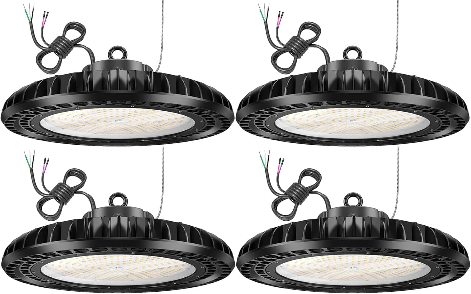 4 Pack 500W UFO Led High Bay Light 72500lm 5000K 1-10V Dimmable High Bay Led Lights Led High Bay Lights Alternative to 1600W MH/HPS for Gym Factory Warehouse Shop Garage