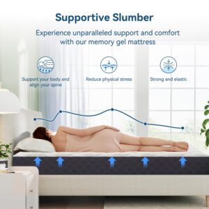 TERISTE 5 Inch Full Mattress Breathable Gel-Memory Foam Plus Pillowtop Mattress, Cool and Skin-Friendly, Fiberglass Free, Mattress in a Box, CertiPUR-US® Certified, Safe and Worry-Free