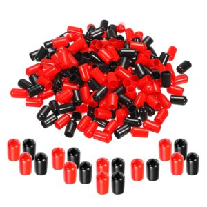 patikil 10 mm round rubber end caps, 60 pack vinyl bolt cover caps flexible screw thread protectors for metal tubing rod bolts cue pools, black-red