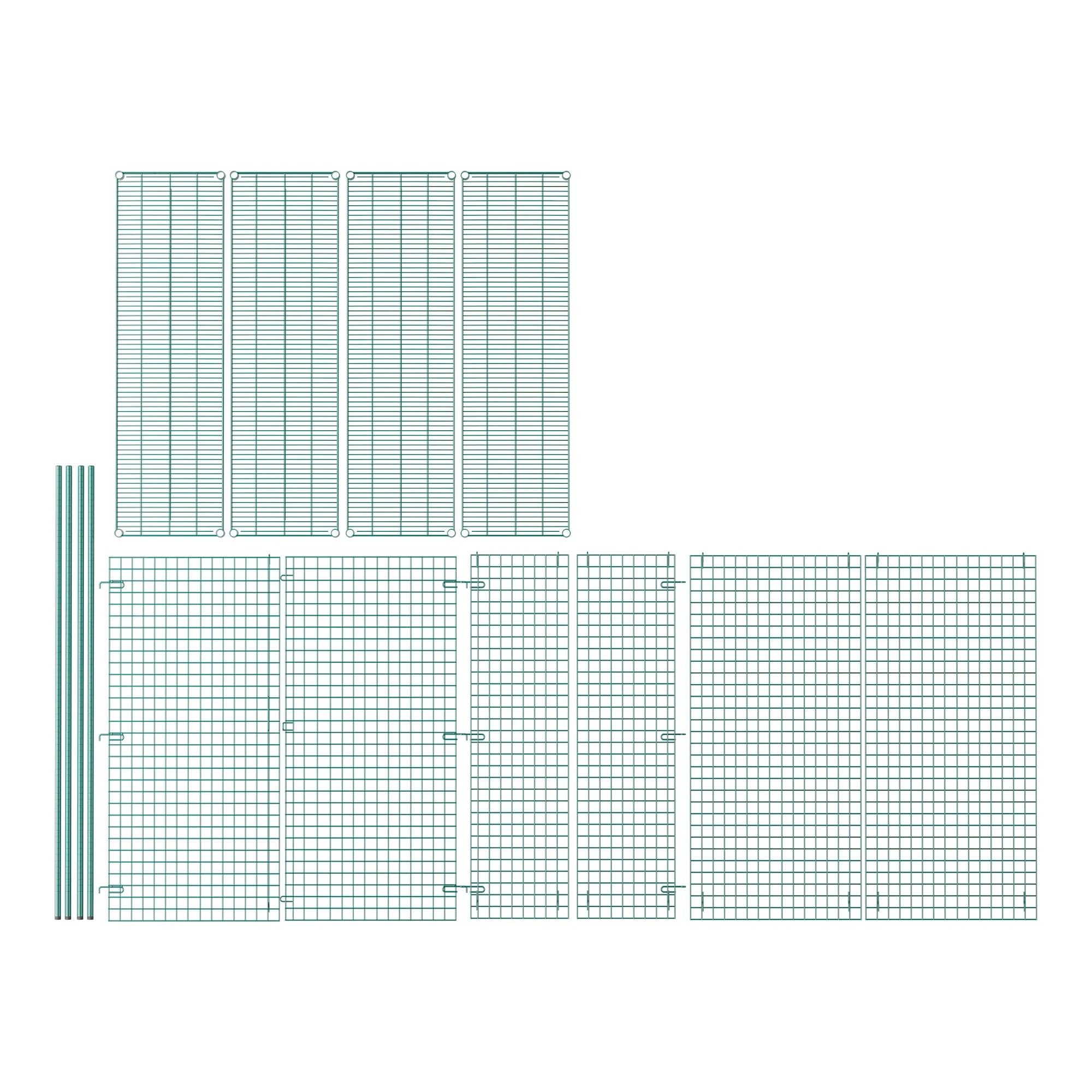 WEBSTORE SUPPLY Stationary Green Wire Security Cage Kit, Commercial Security Metal Mesh Cage, Storage Cage with Shelves (18" W x 60" L x 74" H)