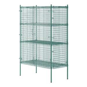 webstore supply stationary green wire security cage kit, commercial security metal mesh cage, storage cage with shelves (24" w x 48" l x 74" h)