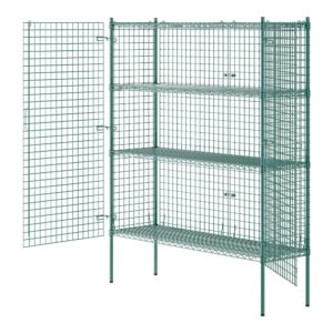 WEBSTORE SUPPLY Stationary Green Wire Security Cage Kit, Commercial Security Metal Mesh Cage, Storage Cage with Shelves (18" W x 60" L x 74" H)