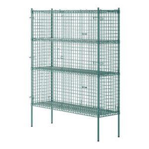 webstore supply stationary green wire security cage kit, commercial security metal mesh cage, storage cage with shelves (18" w x 60" l x 74" h)