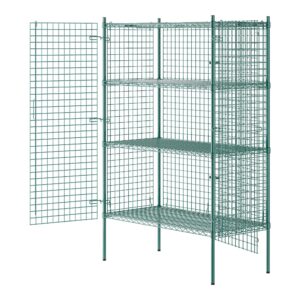 WEBSTORE SUPPLY Stationary Green Wire Security Cage Kit, Commercial Security Metal Mesh Cage, Storage Cage with Shelves (24" W x 48" L x 74" H)