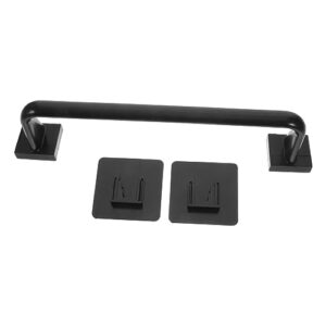 amosfun rag towel bar bathroom towel rack stick on towel rack towel racks for bathroom wall mounted wall towel mounted towel rack rod kitchen towel holder hand drying pp black