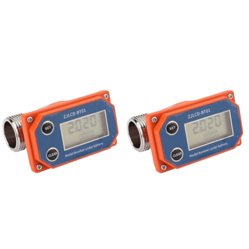 2Pcs Water Flowmeter LCD Display Digital Flowmeter Stainless Steel for Farmland Irrigation Water Plant