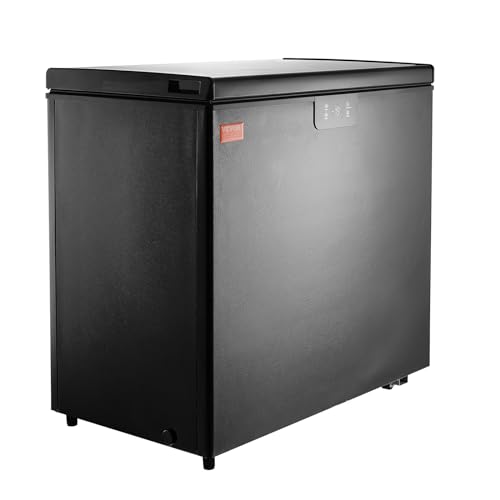 VEVOR Chest Freezer, 10 Cu.ft Compact Deep Freezer, Free Standing Top Open Door Compact Freezers with 2 Removable Baskets & Adjustable Thermostat, Energy Saving & Low Noise, Black