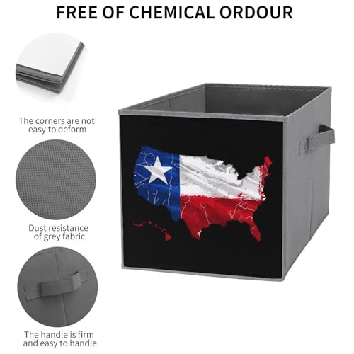 Texas Flag Map Foldable Storage Bins with Handles Storage Cubes Closet Organizer for Living Room Bedroom 2PCS