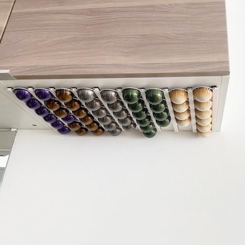 Tizuqe 10Pcs Self Adhesive Coffee Pods Organizers Wall Hanging Espresso Keeper Easy to Storage Rack for Home