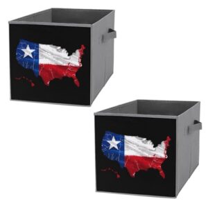 texas flag map foldable storage bins with handles storage cubes closet organizer for living room bedroom 2pcs