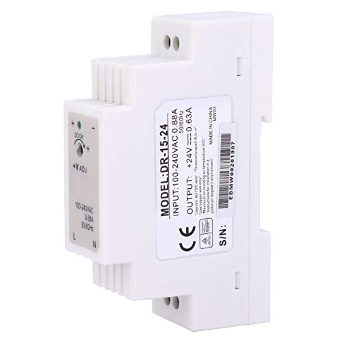 2pcs DR1524 DIN Rail Single Output Switch Power Supply 15W 24V for Control Cabinet