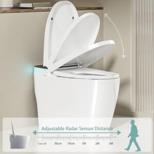 Qingta Smart Toilet with Heated Bidet Seat, Portable toilet with bidet built in AUTO Open&Close, AUTO Dual Flush,Bidet toilet with Dryer and Warm Water,Tankless Toilet in 1.28GPF,White