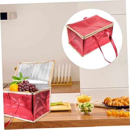 COLLBATH Insulated Bag Thermal Insulation Bag Food Bag Pizza Warmer Bags Grocery Cooler Bag Food Warmer Bag Portable Cake Storage Bag Pizza Carrying Bag Film Red