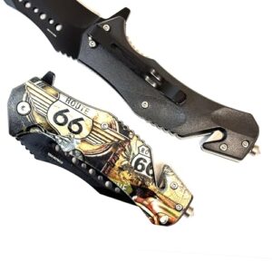 Rout 66 historical freedom tactical pocket folding blade knife GPL160 66