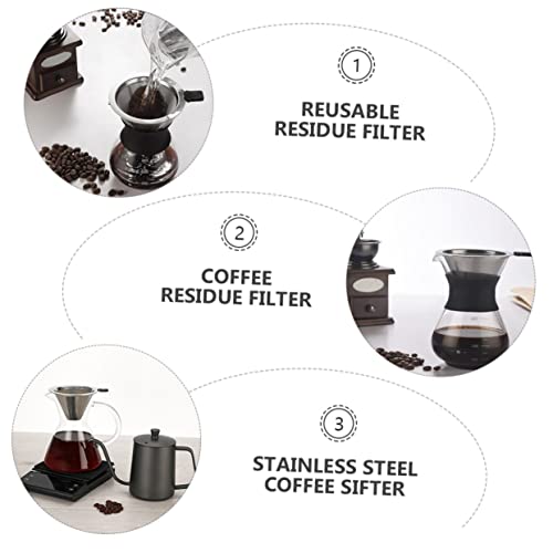 BIUDECO 1 PC Coffee Filter Coffee Funnel Manual Espresso Maker Steel Coffee Dripper Filter Tea Strainer Coffee Cone Coffee Tea Filter Cone Black Stainless Steel