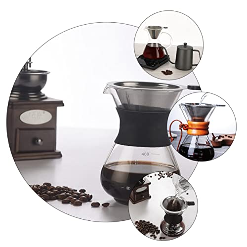 BIUDECO 1 PC Coffee Filter Coffee Funnel Manual Espresso Maker Steel Coffee Dripper Filter Tea Strainer Coffee Cone Coffee Tea Filter Cone Black Stainless Steel