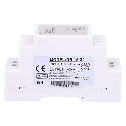 2pcs DR1524 DIN Rail Single Output Switch Power Supply 15W 24V for Control Cabinet