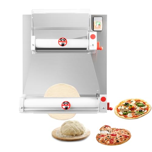 Pizza Dough Roller Sheeter, Pizza Size 4-15.74in, Commercial Dough Roller Machine, Semi-Automatic Stainless Steel Pizza Dough Roller, 110V Pizza Dough Pasta Maker Equipment, Save Time