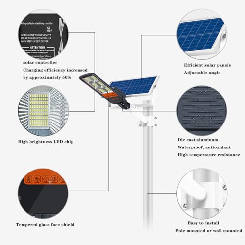 BVFNKQSC 300W400W500W Solar Street Lights Outdoor Waterproof, Outdoor LED Street Light Dusk to Dawn,High Power Split Type Induction Lighting Street lamp,400W