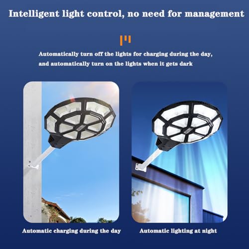 BVFNKQSC Integrated Solar Street Light Circular Outdoor LED Street Light from Dusk to Dawn Waterproof Induction Road Light,500W