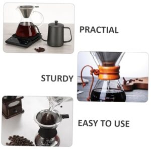 BIUDECO 1 PC Coffee Filter Coffee Funnel Manual Espresso Maker Steel Coffee Dripper Filter Tea Strainer Coffee Cone Coffee Tea Filter Cone Black Stainless Steel