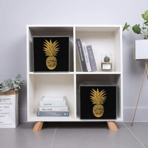 Psych Pineapple Foldable Storage Bins with Handles Storage Cubes Closet Organizer for Living Room Bedroom 2PCS