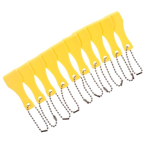 KONTONTY 50 Pcs Scraper Ticket Scratcher Tools Scraper for Pottery Tickets Scraper Tool for Ticket Scratcher Key Ring Scratching Tools Handy Scraper Yellow Plastic