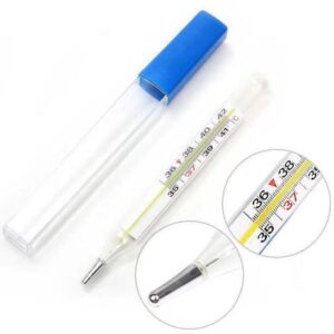 Glass Thermometer, Traditional Clinic Thermometer, 35-42 Degree Celsius Thermometer Non Digital Thermometer, Mercury Free Thermometer for Underarm Oral 2ML Accurate Easy Reading