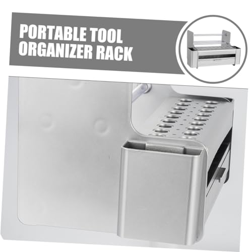 BUTIFULSIC Tool Storage Box Garage Tool Organizers Wrench Holder Organizer Tool Storage Holder with Drawer Portable Tool Organizer Hammer Rack Tools Screwdriver Tool Storage Holder Silver Pvc