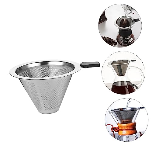 BIUDECO 1 PC Coffee Filter Coffee Funnel Manual Espresso Maker Steel Coffee Dripper Filter Tea Strainer Coffee Cone Coffee Tea Filter Cone Black Stainless Steel