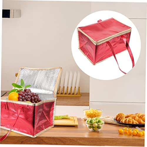 HOLIDYOYO Insulated Bag Decorative Thermal Food Bag Grocery Cooler Bag Insulated Grocery Bag Food Bag Hot Pizza Carriers Thermal Insulation Bag Cold Food Bags Film Red