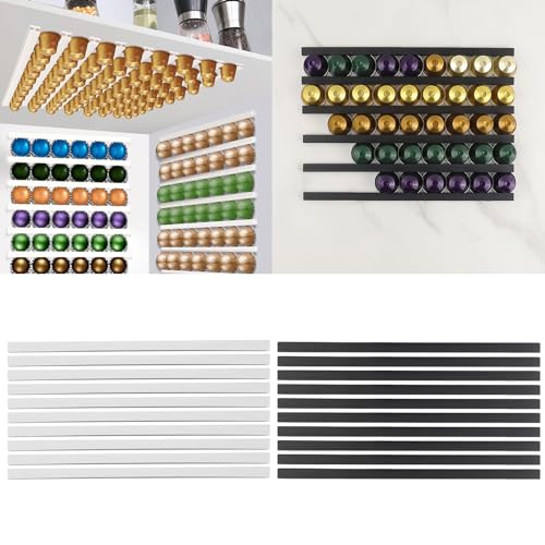 Tizuqe 10Pcs Self Adhesive Coffee Pods Organizers Wall Hanging Espresso Keeper Easy to Storage Rack for Home