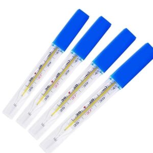 Mercury Free Thermometer, Glass Thermometer, Traditional Clinic Thermometer, 35-42 Degree Celsius Thermometer Non Digital Thermometer for Underarm Oral 2ML Accurate Easy Reading (3 Pcs)