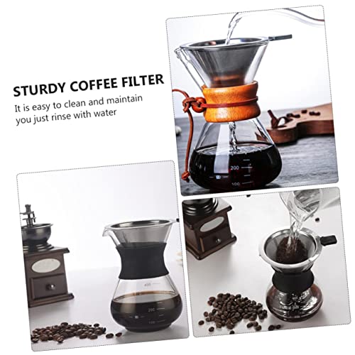 BIUDECO 1 PC Coffee Filter Coffee Funnel Manual Espresso Maker Steel Coffee Dripper Filter Tea Strainer Coffee Cone Coffee Tea Filter Cone Black Stainless Steel