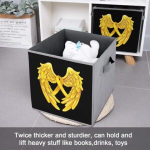 Yellow Sarcoma Cancer Awareness Angel Foldable Storage Bins with Handles Storage Cubes Closet Organizer for Living Room Bedroom 2PCS