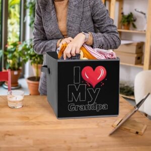 I LOVE MY GRANPA Foldable Storage Bins with Handles Storage Cubes Closet Organizer for Living Room Bedroom 2PCS